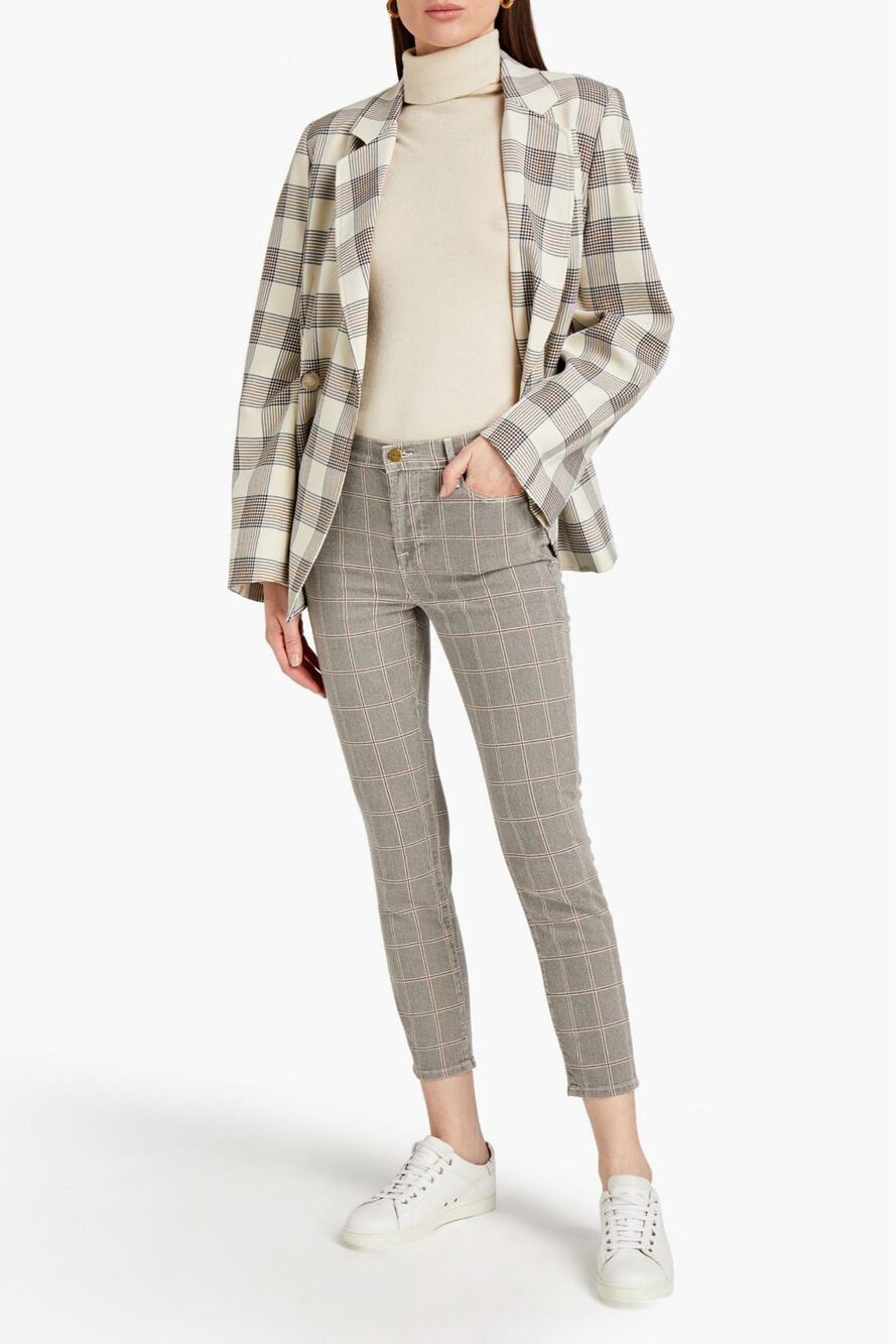 Frame le high crop jeans in windowpane plaid size 26